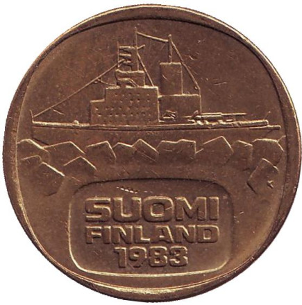 Монета 5 марок, 1983 год, Финляндия. Литера K. Ледокол Урхо.
