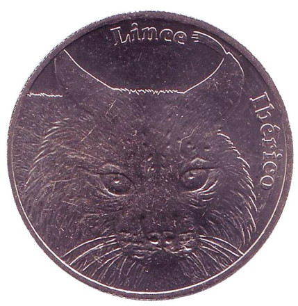 Монета 5 евро. 2016 год, Португалия. Пиренейская рысь. Серия "Исчезающие виды".