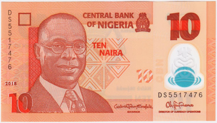 Банкнота 10 найр. 2018 год, Нигерия.