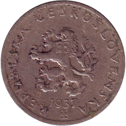 Монета 20 геллеров. 1937 год, Чехословакия. Монета 20 геллеров. 1937 год, Чехословакия.