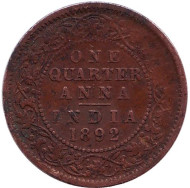 Монета 1/4 анны. 1892 год, Индия Британская.