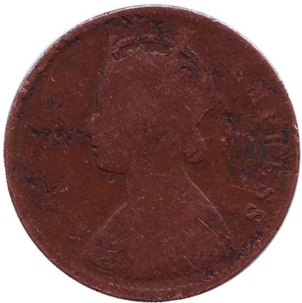 Монета 1/4 анны. 1892 год, Индия Британская.