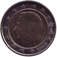 Монета 2 евро. 2000 год, Бельгия. Монета 2 евро. 2000 год, Бельгия.