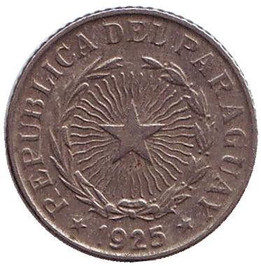 Монета 50 сентаво. 1925 год, Парагвай. Монета 50 сентаво. 1925 год, Парагвай.