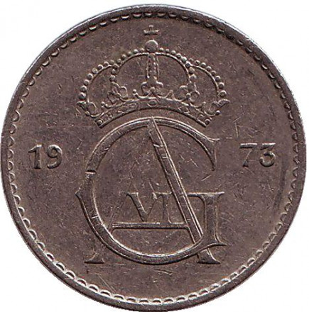 Монета 50 эре. 1973 год, Швеция.