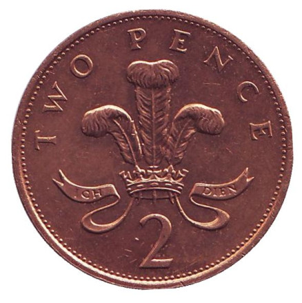 Монета 2 пенса. 1988 год, Великобритания. aUNC.