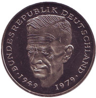 Монета 2 марки. 1982 год (J), ФРГ. Курт Шумахер. Монета 2 марки. 1982 год (J), ФРГ. Курт Шумахер.