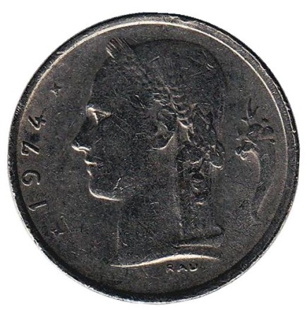 Монета 1 франк. 1974 год, Бельгия. (Belgique) Монета 1 франк. 1974 год, Бельгия. (Belgique)