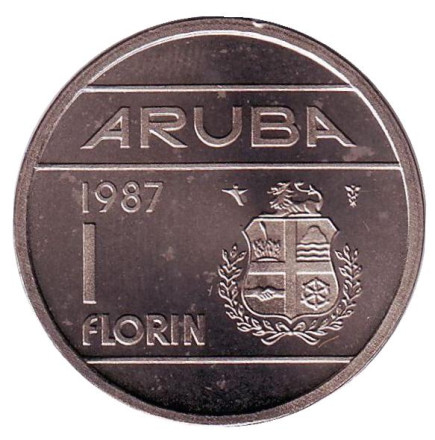 Монета 1 флорин. 1987 год, Аруба. UNC.