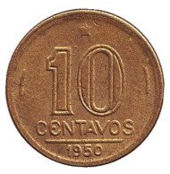 Монета 10 сентаво. 1950 год, Бразилия. Монета 10 сентаво. 1950 год, Бразилия.