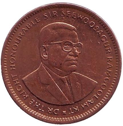 Монета 5 центов, 1996 год, Маврикий.