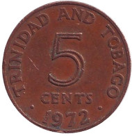Монета 5 центов. 1972 год, Тринидад и Тобаго. Монета 5 центов. 1972 год, Тринидад и Тобаго.