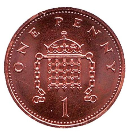 Монета 1 пенни. 1996 год, Великобритания. BU.