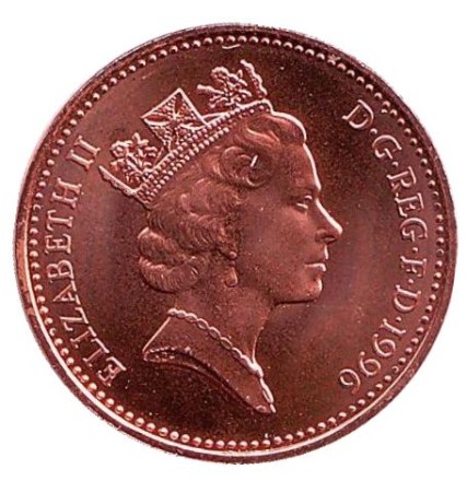 Монета 1 пенни. 1996 год, Великобритания. BU.