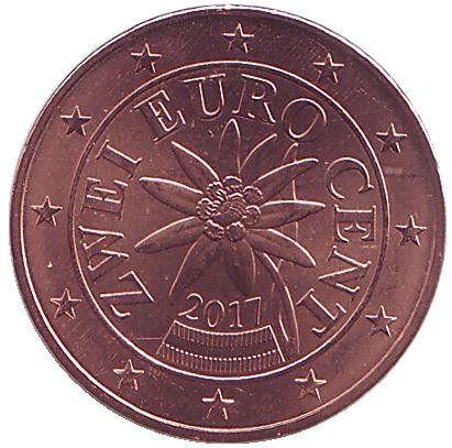 Монета 2 цента, 2017 год, Австрия.