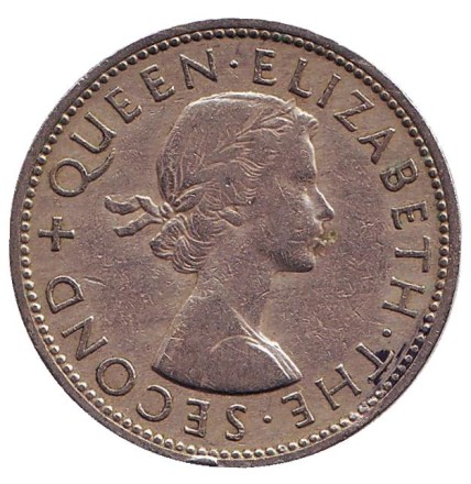 Монета 1 флорин. 1961 год, Новая Зеландия. Киви (птица).