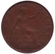 Монета 1 пенни. 1921 год, Великобритания. Монета 1 пенни. 1921 год, Великобритания.