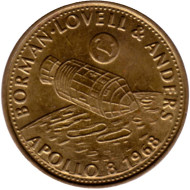 Жетон рекламный. "Аполлон 8", Фрэнк Борман, Джеймс Ловелл и Уилльям Андерс. Нефтегазовая компания Shell. 1969 год.