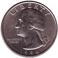 Вашингтон. Монета 25 центов. 1994 (P) год, США.