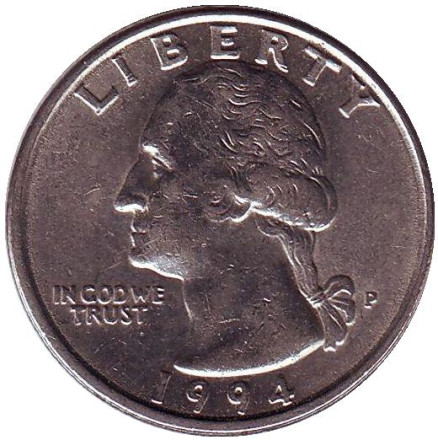 Монета 25 центов. 1994 (P) год, США. Вашингтон.