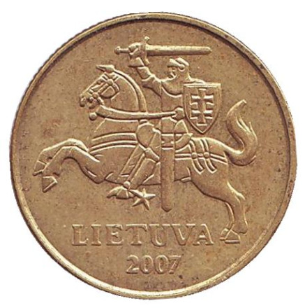 Монета 20 центов. 2007 год, Литва.