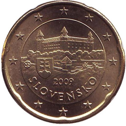 Монета 20 центов, 2009 год, Словакия.
