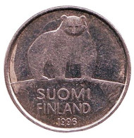 Монета 50 пенни. 1996 год, Финляндия. Из обращения. Медведь. Монета 50 пенни. 1996 год, Финляндия. Из обращения. Медведь.