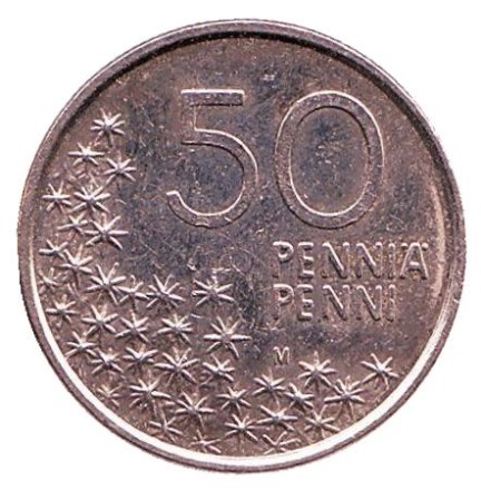 Монета 50 пенни. 1996 год, Финляндия. Из обращения. Медведь. Монета 50 пенни. 1996 год, Финляндия. Из обращения. Медведь.