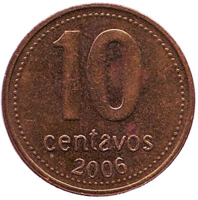 Монета 10 сентаво. 2006 год, Аргентина. (Магнитная)