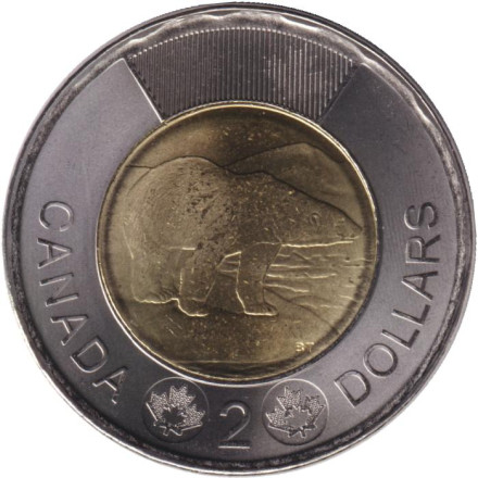 Монета 2 доллара. 2023 год, Канада. 70 лет правления Елизаветы II.