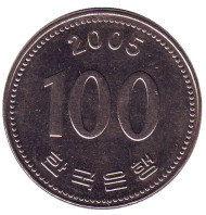 Монета 100 вон. 2005 год, Южная Корея. Монета 100 вон. 2005 год, Южная Корея.