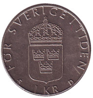 Монета 1 крона. 1988 год, Швеция. Монета 1 крона. 1988 год, Швеция.