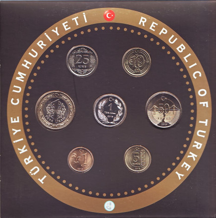 Годовой набор монет Турции 2019 года. (6 штук, с жетоном). Годовой набор монет Турции 2019 года. (6 штук, с жетоном).