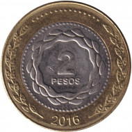 Монета 2 песо. 2016 год, Аргентина. Монета 2 песо. 2016 год, Аргентина.