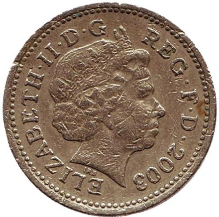 Монета 1 фунт. 2003 год, Великобритания. Монета 1 фунт. 2003 год, Великобритания.