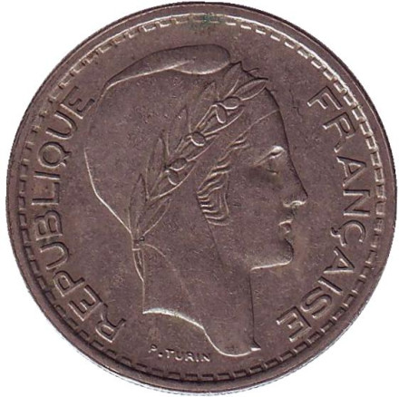 Монета 10 франков. 1949 год, Франция.