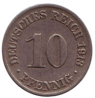 Монета 10 пфеннигов. 1913 год (A), Германская империя. Монета 10 пфеннигов. 1913 год (A), Германская империя.