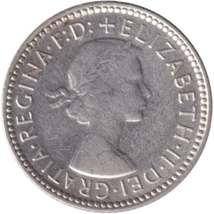 Монета 6 пенсов. 1959 год, Австралия.