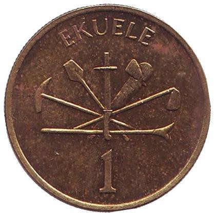 Монета 1 экуэле. 1975 год, Экваториальная Гвинея.