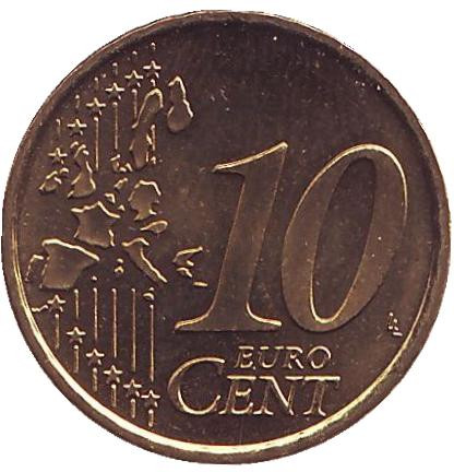 Монета 10 центов. 2002 год, Австрия. Монета 10 центов. 2002 год, Австрия.