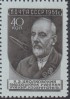 Марка почтовая. 1951 год, СССР. 40 копеек. Ученые. К. Циолковский.