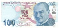 Банкнота 100 лир. 2009 год, Турция. Мустафа Кемаль Ататюрк. Тип 226d. (VF) Банкнота 100 лир. 2009 год, Турция. Мустафа Кемаль Ататюрк. Тип 226d. (VF)