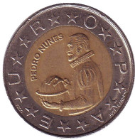 Монета 100 эскудо. 1998 год, Португалия. Педру Нуниш. Монета 100 эскудо. 1998 год, Португалия. Педру Нуниш.