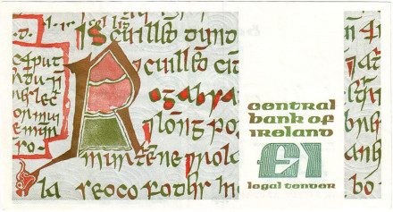 Банкнота 1 фунт. 1989 год, Ирландия. Королева Медб. Банкнота 1 фунт. 1989 год, Ирландия. Королева Медб.