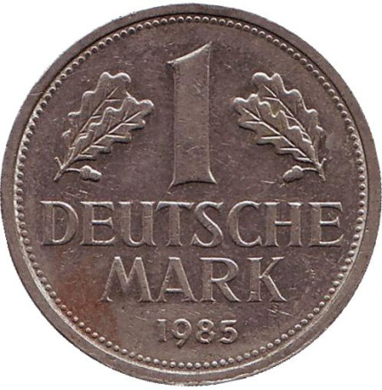 Монета 1 марка. 1985 год (F), ФРГ. Из обращения.