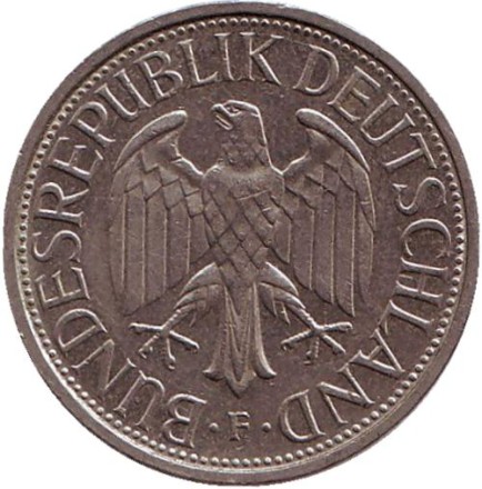 Монета 1 марка. 1985 год (F), ФРГ.