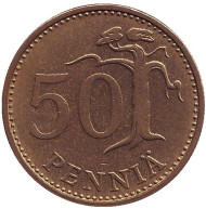 Монета 50 пенни. 1964 год, Финляндия. Монета 50 пенни. 1964 год, Финляндия.