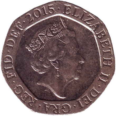 Монета 20 пенсов. 2015 год, Великобритания. (Новый тип). Монета 20 пенсов. 2015 год, Великобритания. (Новый тип).