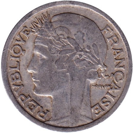 Монета 2 франка. 1946 год (В), Франция.