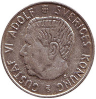Монета 1 крона. 1953 год, Швеция. Густав VI. Монета 1 крона. 1953 год, Швеция. Густав VI.